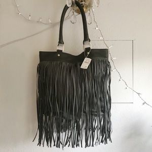 Deux Luxe Gray Fringe Purse
